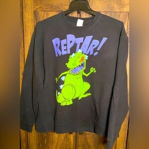 Nickelodeon Black Crewneck Sweatshirt with Neon Green & Purple Reptar Graphic